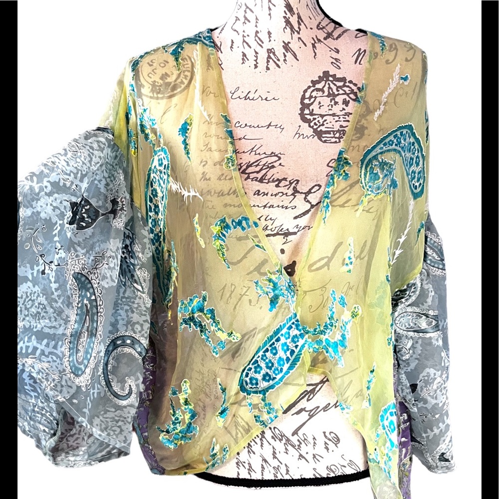 Multi Print Sheer Silk Blend Jacket Size S/M